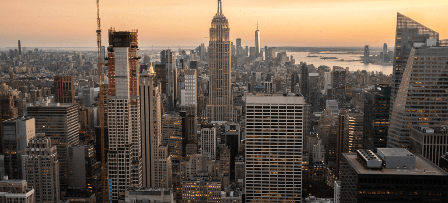Aerial view of New York City skyline